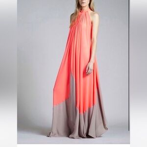 Saloni Iris Maxi Dress in Orange and Tan